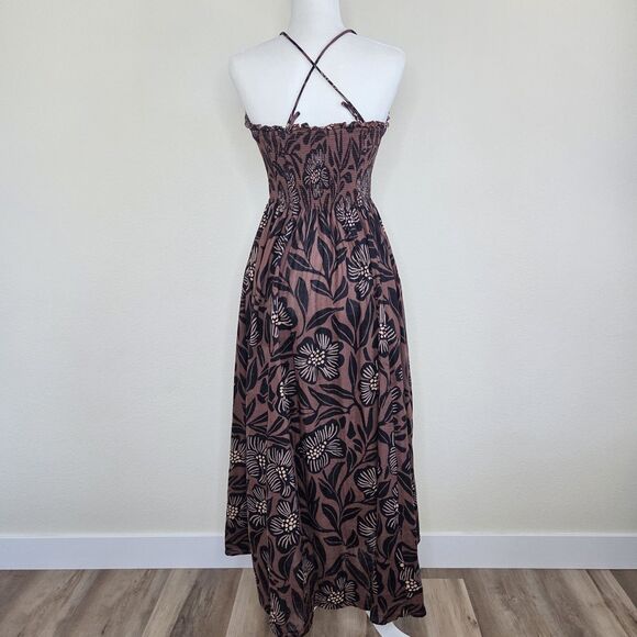 Free People Sweet Nothing Midi/Maxi Dress Women Med Brown Patina Combo Vacation - Picture 11 of 15